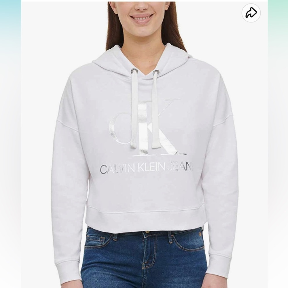 Calvin Klein Logo Cropped Hoodie